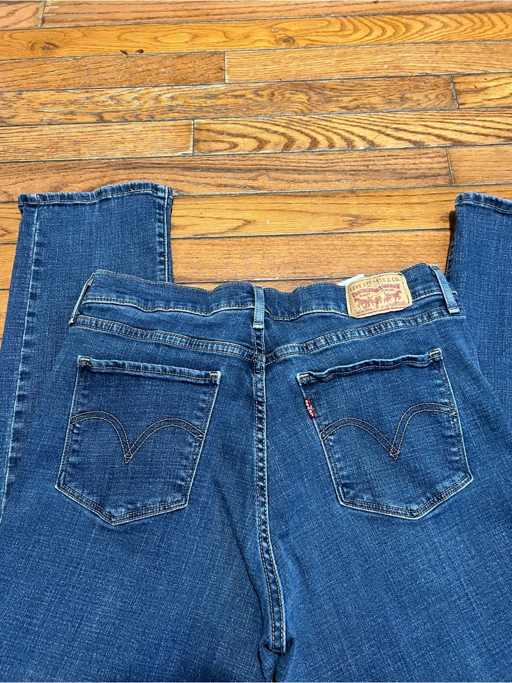 Levi's Dark Blue Straight Leg Denim Jeans size 12 women - Picture 6 of 8